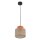 Hängelampe rund Ø 20 cm H: max. 160 cm Retro Jute Stoff E27