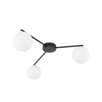 Deckenlampe Glas Metall L: 56,5 cm G9 Schwarz Weiß...