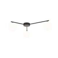 Deckenlampe Glas Metall L: 56,5 cm G9 Schwarz Weiß...
