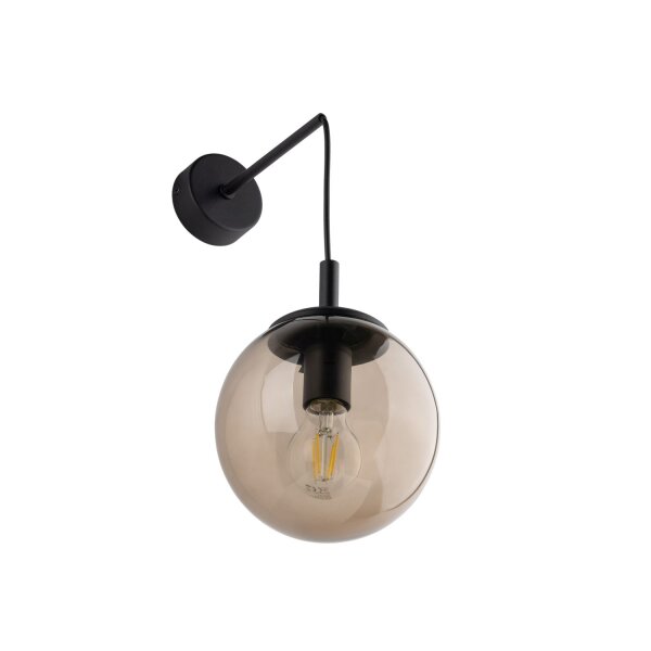 Wandlampe Rauchglas H: 45 cm B: 18 cm Metall Kugelschirm E27