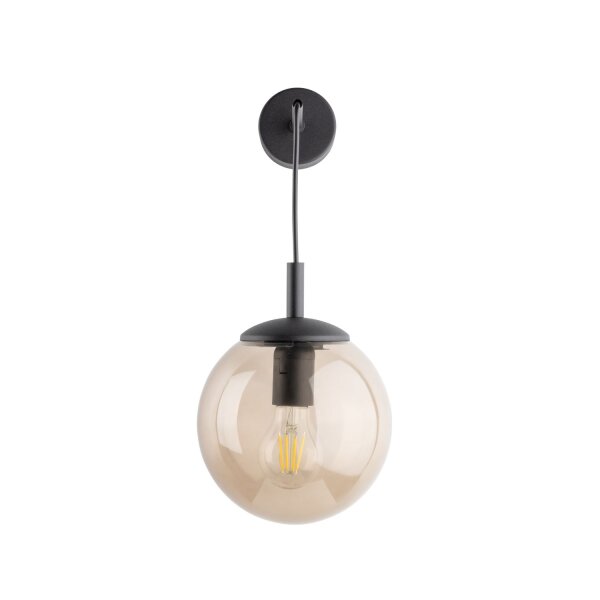 Wandlampe Rauchglas H: 45 cm B: 18 cm Metall Kugelschirm E27