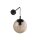 Wandlampe Rauchglas H: 45 cm B: 18 cm Metall Kugelschirm E27