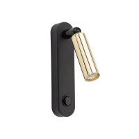Leselampe Wand mit Schalter Metall schwenkbar Schwarz...