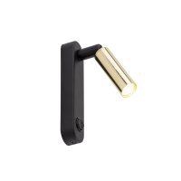 Leselampe Wand mit Schalter Metall schwenkbar Schwarz...