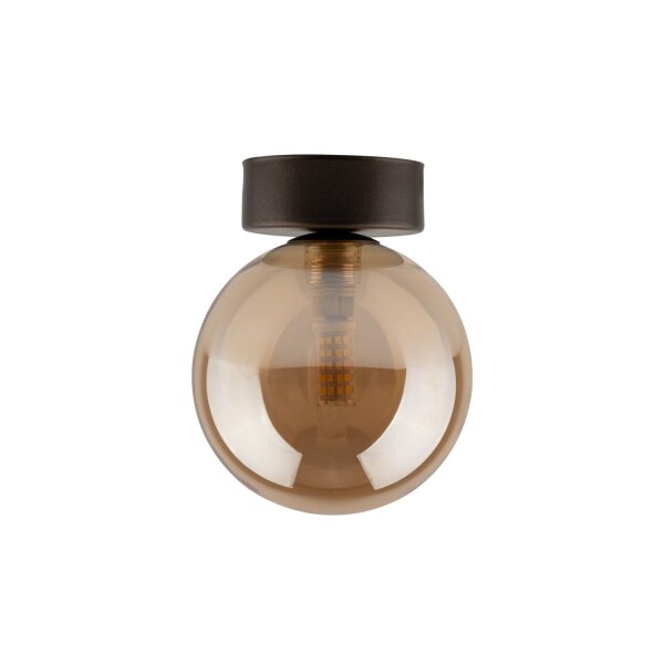 Deckenlampe Kugel klein Ø 12 cm H: 15 cm Rauchglas Metall G9