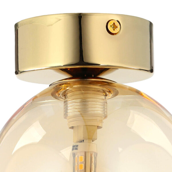 Deckenleuchte Rauchglas Ø 12 cm rund in Bernstein Gold G9