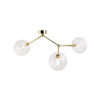 Deckenleuchte Metall Glas 70 cm lang in Gold 3-flammig G9