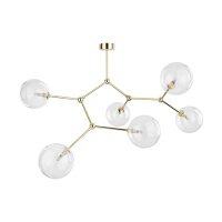 Deckenleuchte Glas Metall 107 cm lang in Gold G9 6-flammig