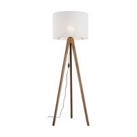 Stehlampe Dreibein klein 145 cm E27 Skandi Holz Leinen
