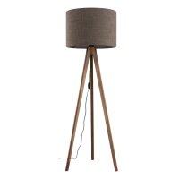 Dreibein Stehleuchte 145 cm klein E27 Stoff Holz Braun...