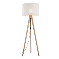Stehlampe Dreibein Holz Stoff 145 cm klein E27 Wohnzimmer