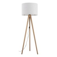 Stehlampe Dreibein Holz Stoff 145 cm klein E27 Wohnzimmer