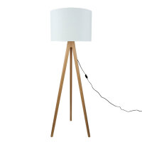 Stehleuchte klein 145 cm Dreibein E27 Stoff Holz Wohnzimmer