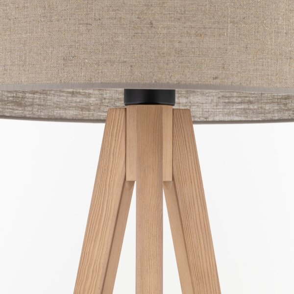 Stehleuchte Dreibein 145 cm klein E27 Holz Leinen NOLAN