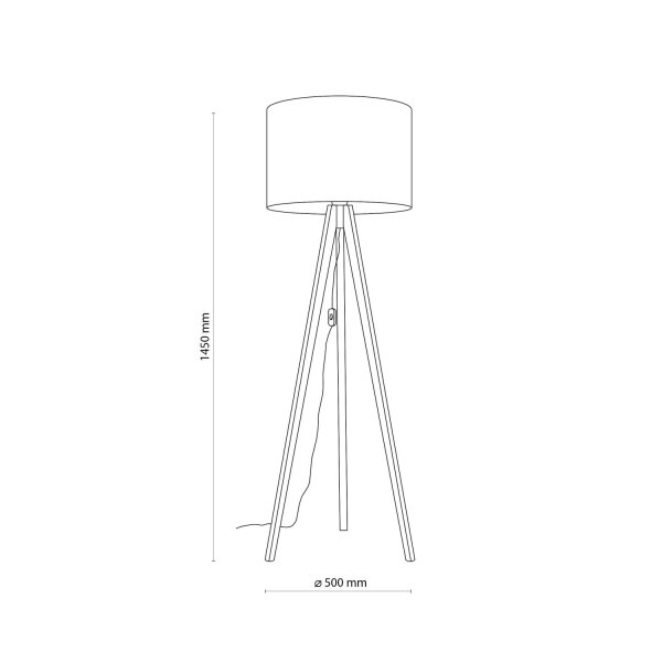 Stehleuchte Dreibein 145 cm klein E27 Holz Leinen NOLAN