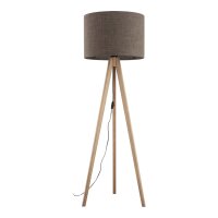 Stehleuchte 145 cm Dreibein in Kiefer Braun E27 Stoff Holz