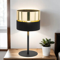 Tischlampe Schwarz Gold 38,5 cm &Oslash; 20 cm H: Stoff...