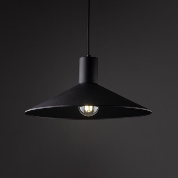 Hängelampe rund Ø 36 cm Schwarz Metall E27 Retro Design