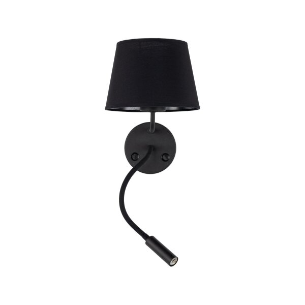 Wandlampe Schalter Schwanenhals H: 50 cm E27 + G9 Schwarz