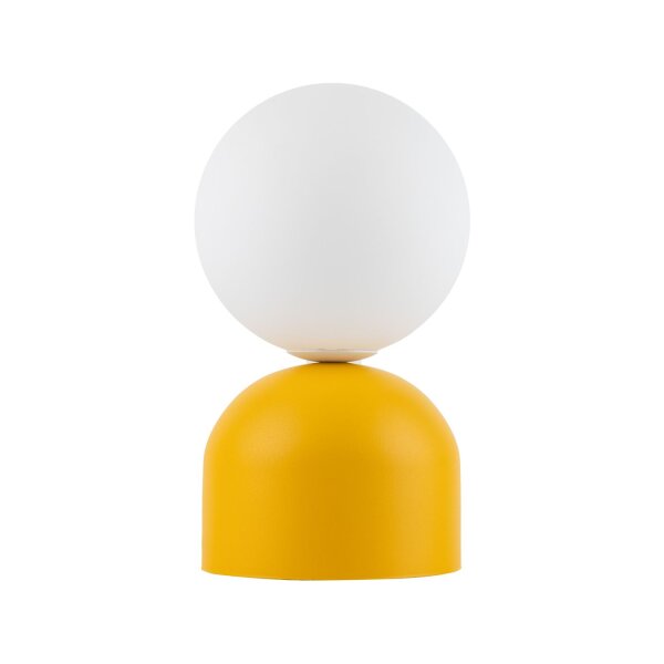 Retro Tischlampe Glas Metall H: 21 cm klein Gelb Weiß G9