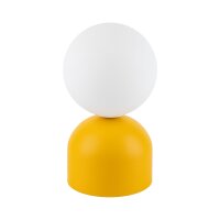 Retro Tischlampe Glas Metall H: 21 cm klein Gelb...