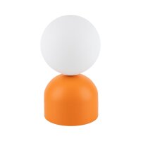 Tischleuchte Orange Weiß Metall Glas H: 21 cm klein G9