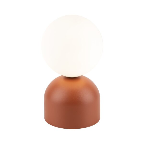Tischleuchte Glas Metall H: 21 cm klein Rot Weiß G9 Kugel