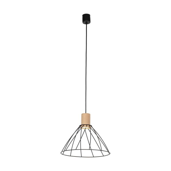 Hängelampe Draht Holz Ø 29,5 cm H: max. 165 cm verstellbar