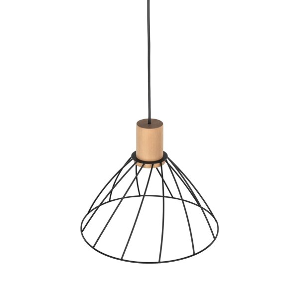Hängelampe Draht Holz Ø 29,5 cm H: max. 165 cm verstellbar