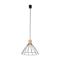 H&auml;ngelampe Draht Holz &Oslash; 29,5 cm H: max. 165 cm verstellbar