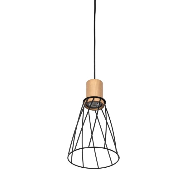 Pendelleuchte Metall Holz Ø 16cm klein H: max. 1,7 m GU10
