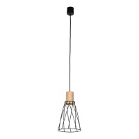 Pendelleuchte Metall Holz Ø 16cm klein H: max. 1,7...