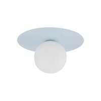 Kinderzimmerleuchte Glas Metall G9 rund &Oslash; 25 cm Hellblau Wei&szlig;