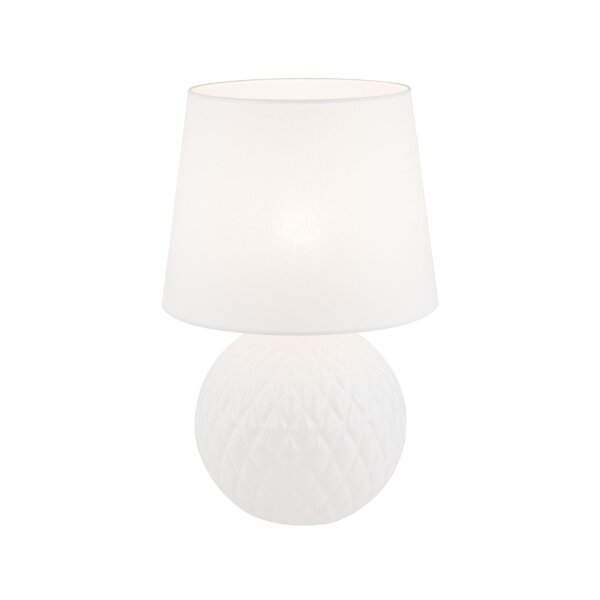 Tischleuchte Weiß 60 cm hoch Ø 38 cm Glas Stoff DOLORES