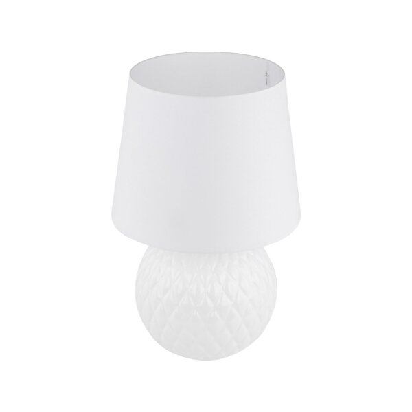 Tischleuchte Weiß 60 cm hoch Ø 38 cm Glas Stoff DOLORES