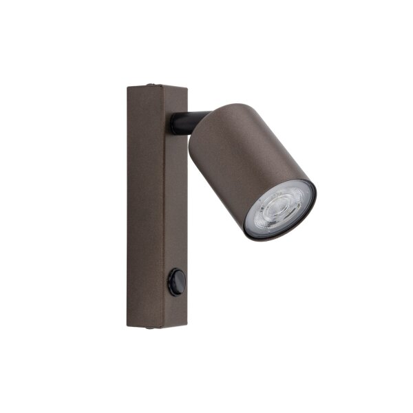 Wandspot Metall mit Schalter Braun GU10 verstellbar H: 22 cm