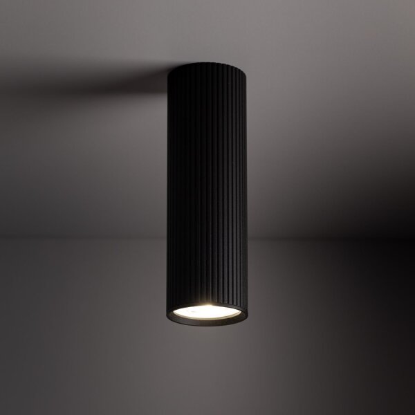 Aufputz Deckenlampe Schwarz Metall GU10 Ø 5,5 cm H: 17 cm
