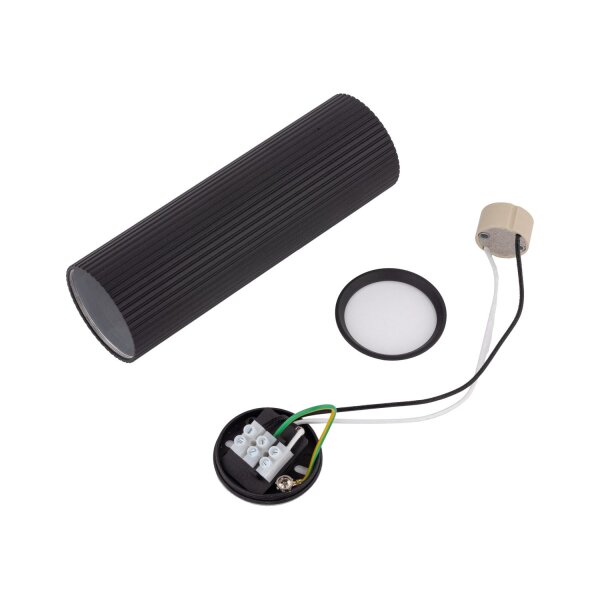 Aufputz Deckenlampe Schwarz Metall GU10 Ø 5,5 cm H: 17 cm