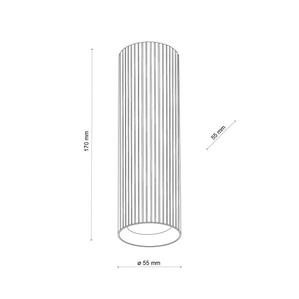 Aufputz Deckenlampe Schwarz Metall GU10 Ø 5,5 cm H: 17 cm