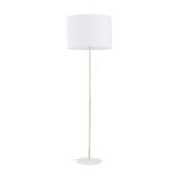 Stehleuchte Gold Wei&szlig; 160 cm aus Metall Stoff E27 Wohnzimmer