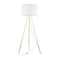 Stehlampe Wohnzimmer 160cm Metall Stoff E27 Gold...