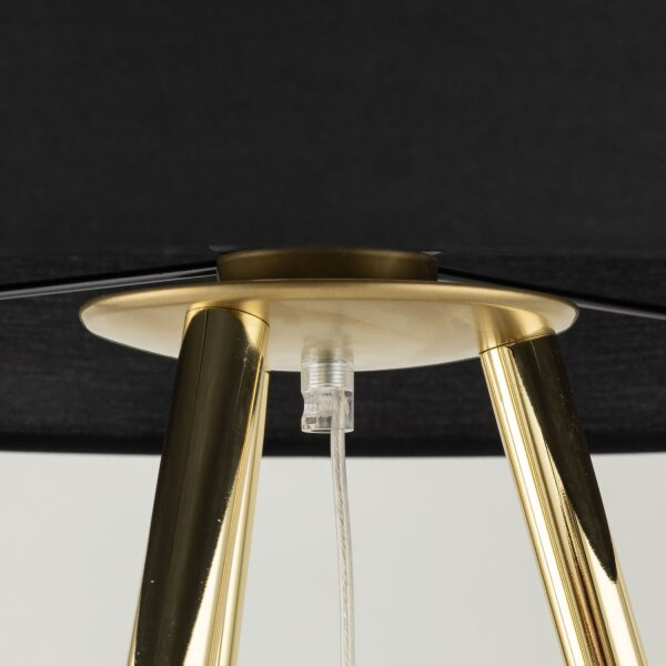 Dreibein Stehlampe 160 cm Metall Stoff E27 Gold Schwarz