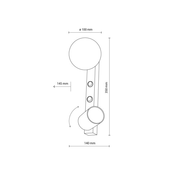 Spot Wandleuchte mit Schalter H: 35 cm GU10 + G9 Glas Metall