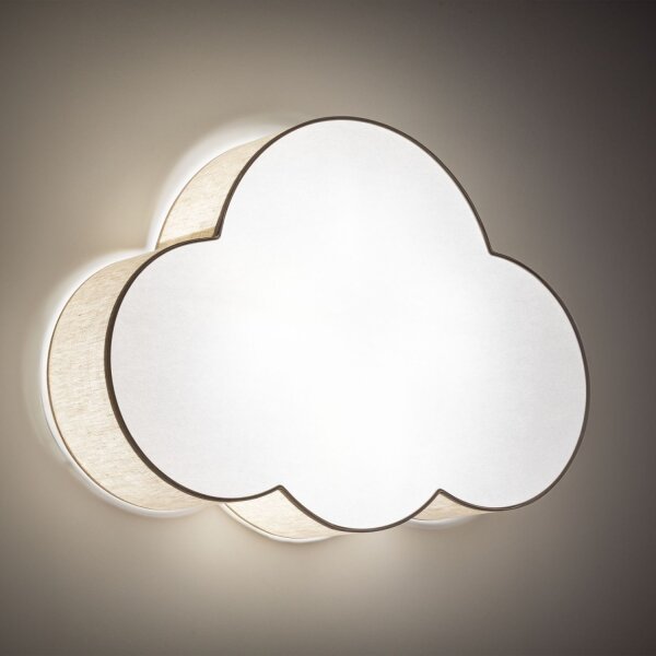 Deckenleuchte Kinderzimmer Leinen 4x E27 Beige Weiß Wolke