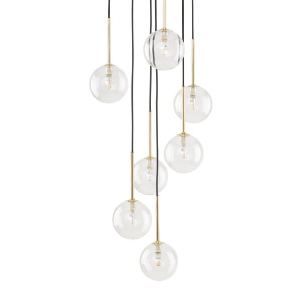 Pendelleuchte Glas Metall H: max. 97 cm verstellbar 7x G9