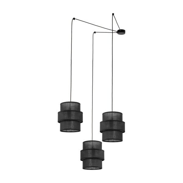 Pendelleuchte Schwarz Stoff XXL B: max. 4 m 3-flammig E27