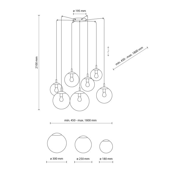 XXL Hängelampe H: max. 220 cm B: max. 400 cm verstellbar