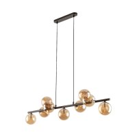 H&auml;ngeleuchte Glas Metall L: 116 cm Braun Bernstein...