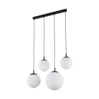 Pendelleuchte Glas Metall L: 87cm Schwarz Wei&szlig; E27 4-flammig