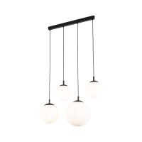 Pendelleuchte Glas Metall L: 87cm Schwarz Weiß E27...